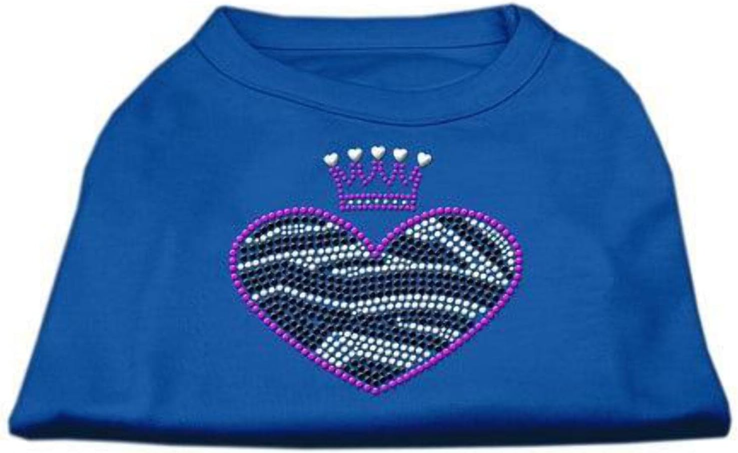 Mirage Pet Products Zebra Heart Rhinestone Dog Shirt, X-Small, Blue