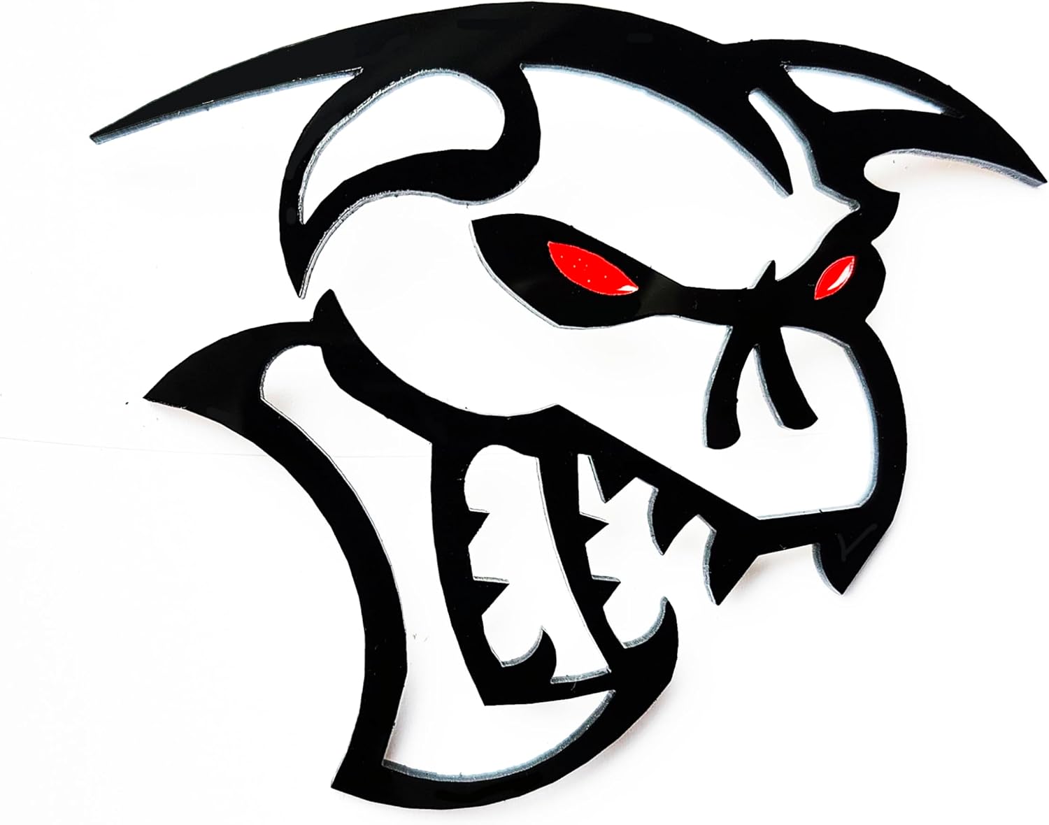 2X Fender Emblem Demoncat Ghoul Emblem Badge Compatible with Dodge Hellcat SRT Challenger Charger TRX (Eye Color Red, 4" x 3.3")