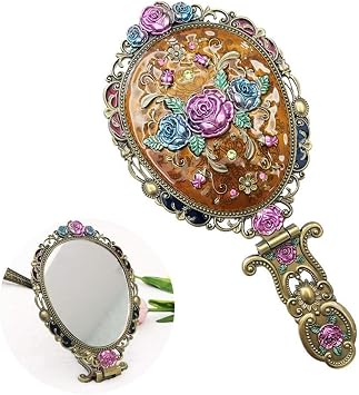 Mirror Gifts Small Vintage Fold Makeup Vanity Mirror Hand Hold Lookinlass Makeup Beauty Tool Tiny Mirror Mini Hand Mirror