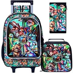 Uv Printing Dinosaur Khaki Rolling Backpack