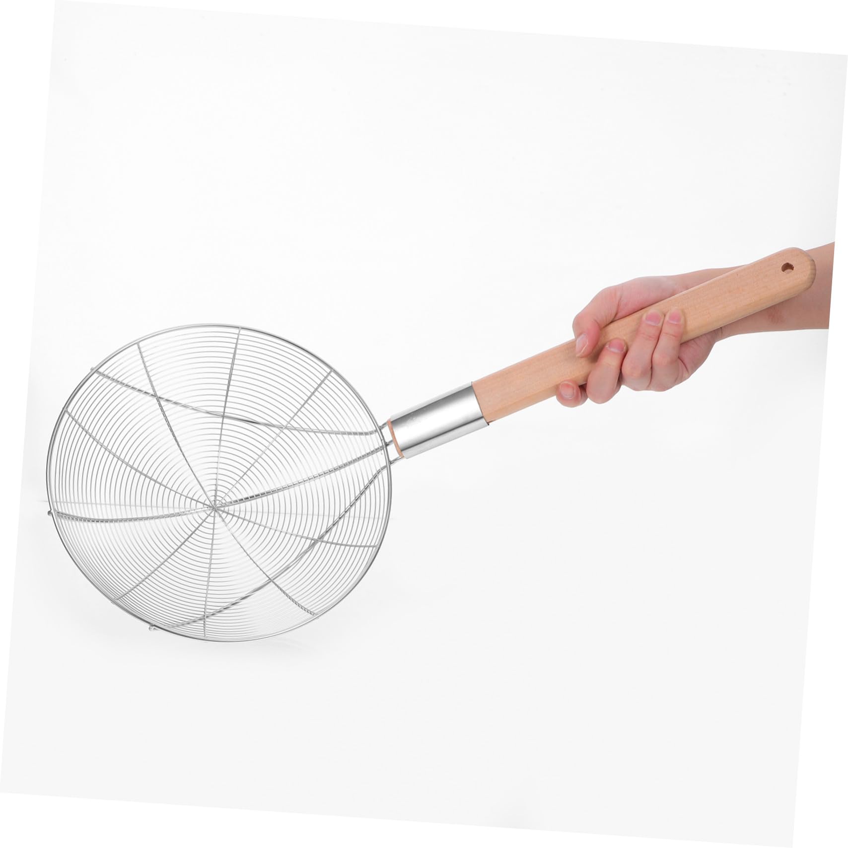 Passoire à Écumoire en Acier Inoxydable Manche en Bois, Filtre Fin et Grosse Louche, Design Antidérapant, Cuisine Professionnelle et Friture