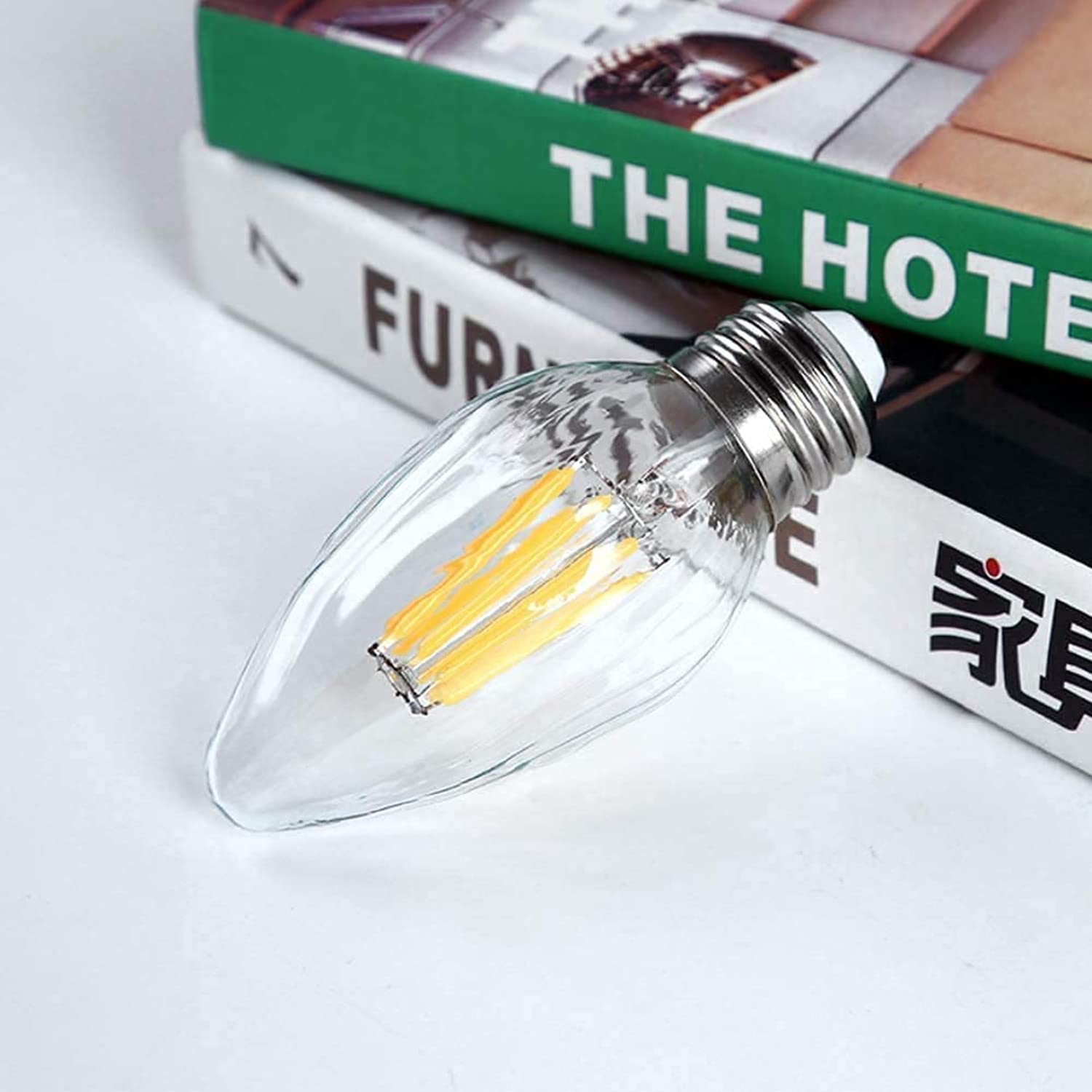 Lampadine a LED dimmerabili F15 da 8 W, 80 W, equivalenti alla luce diurna, 4000 K, 800 lm, E26, stile vintage, con copertura in vetro trasparente, per interni, sala da pranzo, plafoniera