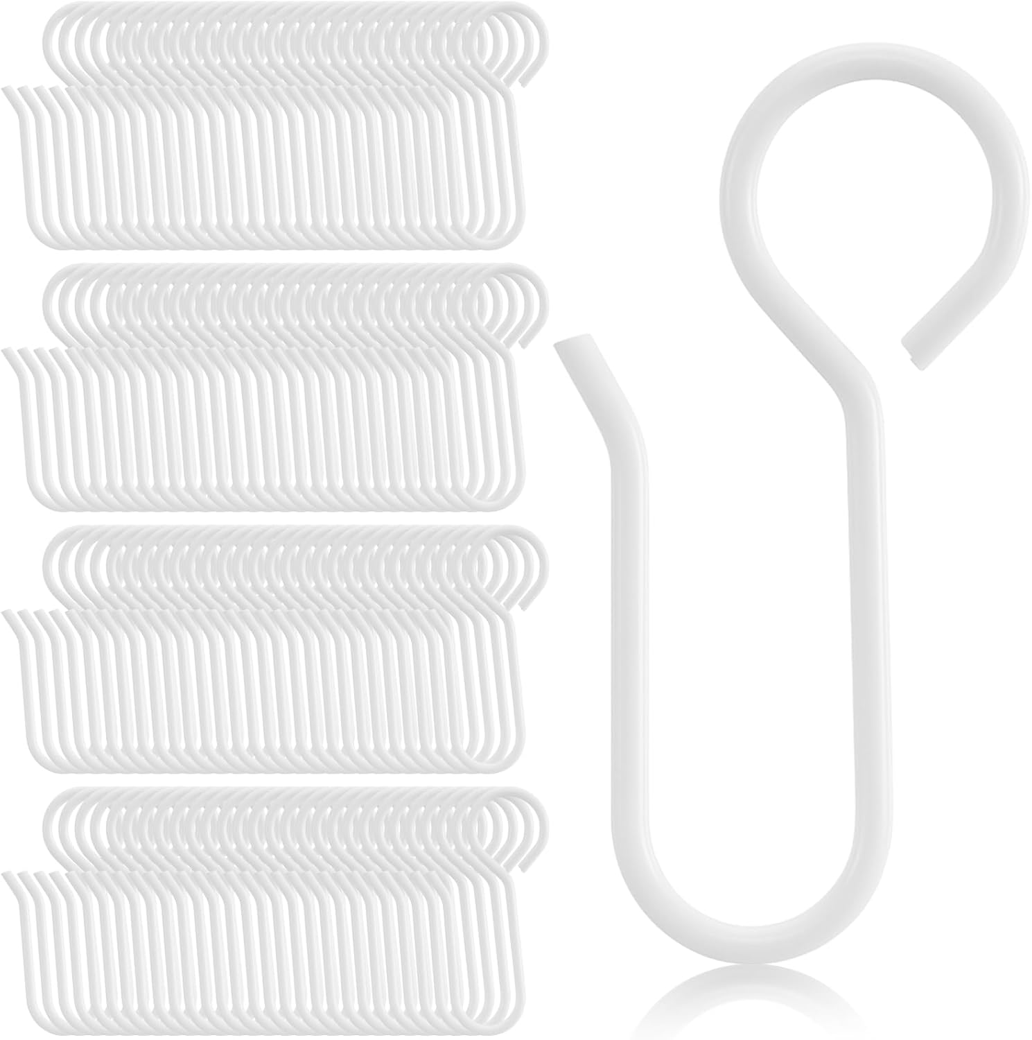 Jetec メタルカーテントラックフック S字型 スモールカーテン メタルドレープ ワイヤーフック 天井ドレープトラック用 (ホワイ