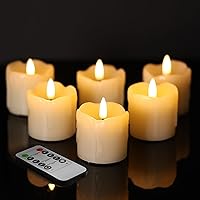 Vista 1 de Eywamage Velas votivas sin llama de cera de color marfil con pilas remotas, 2 x 2 pulgadas, pequeñas velas LED parpadeantes, juego de 6