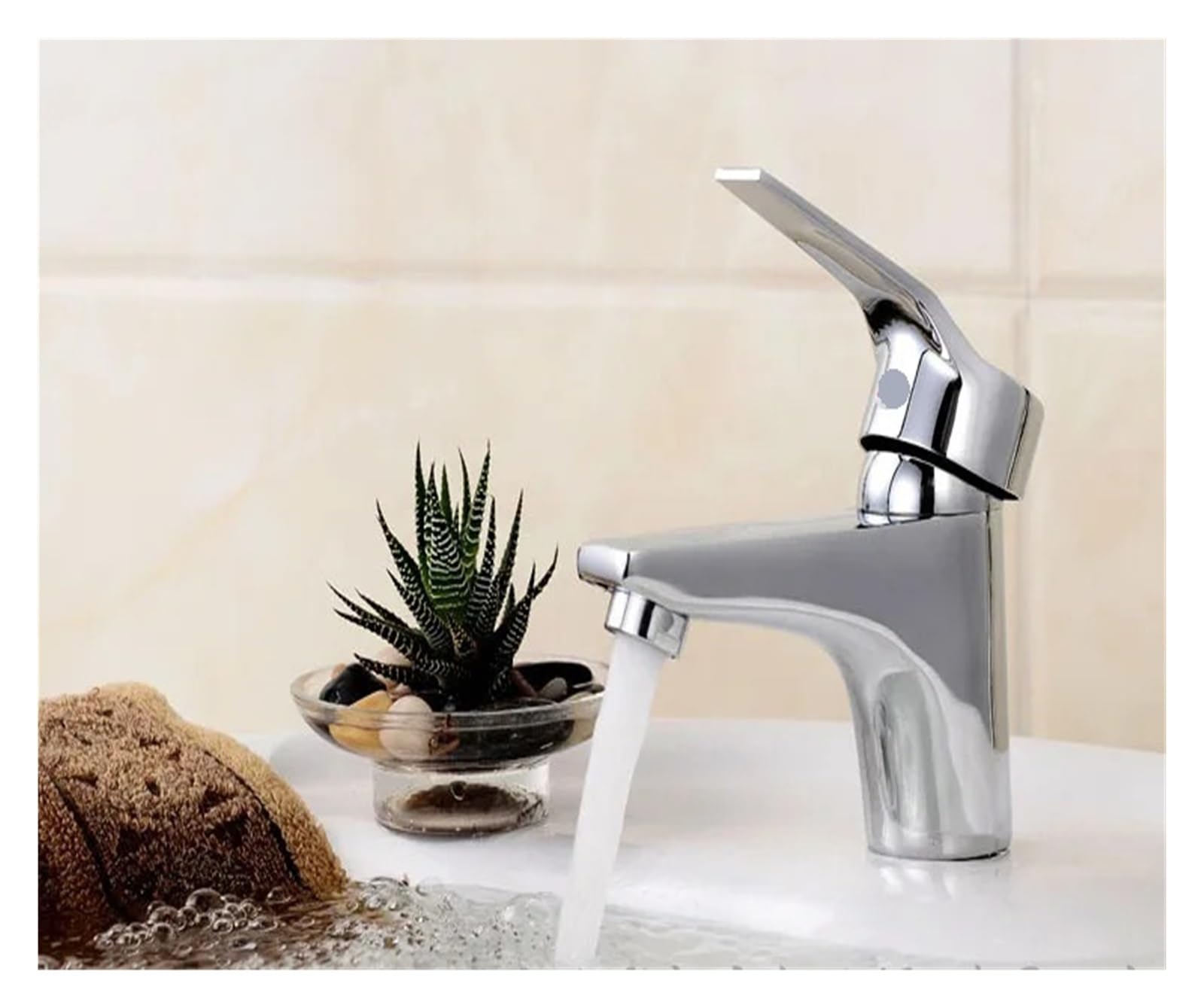 Grifo de lavabo cerámico dorado moderno monomando de agua fría y caliente