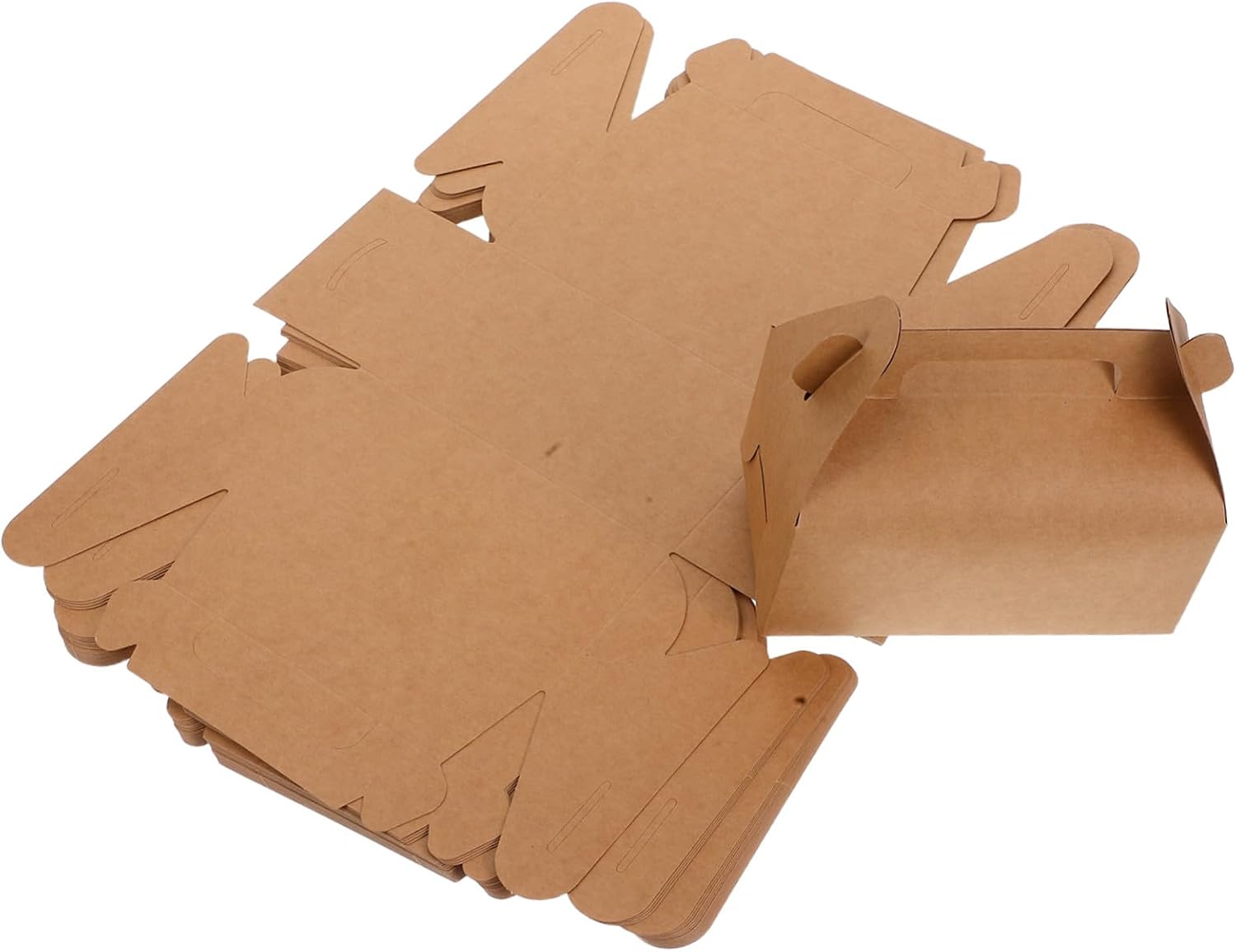SEWCHICS Party Favor Boxes and Reusable with Handle Easy Carrying 24pcs Brown Kraft Paper Decorative Treat Boxes for Birthday Celebrations