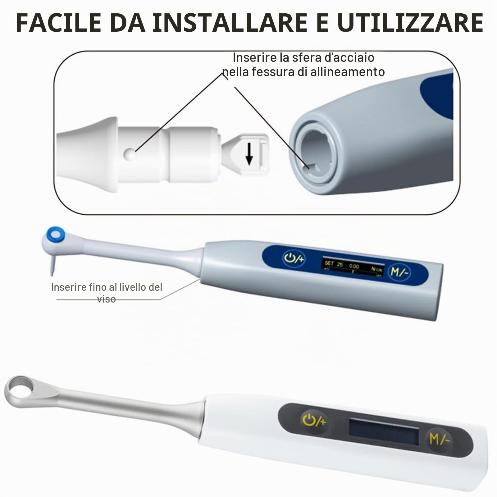 Chiave dinamometrica elettrica dentale, chiave dinamometrica universale preimpostata per impianti dentali 10-40 Ncm, con 16 cacciaviti, set di strumenti protesici