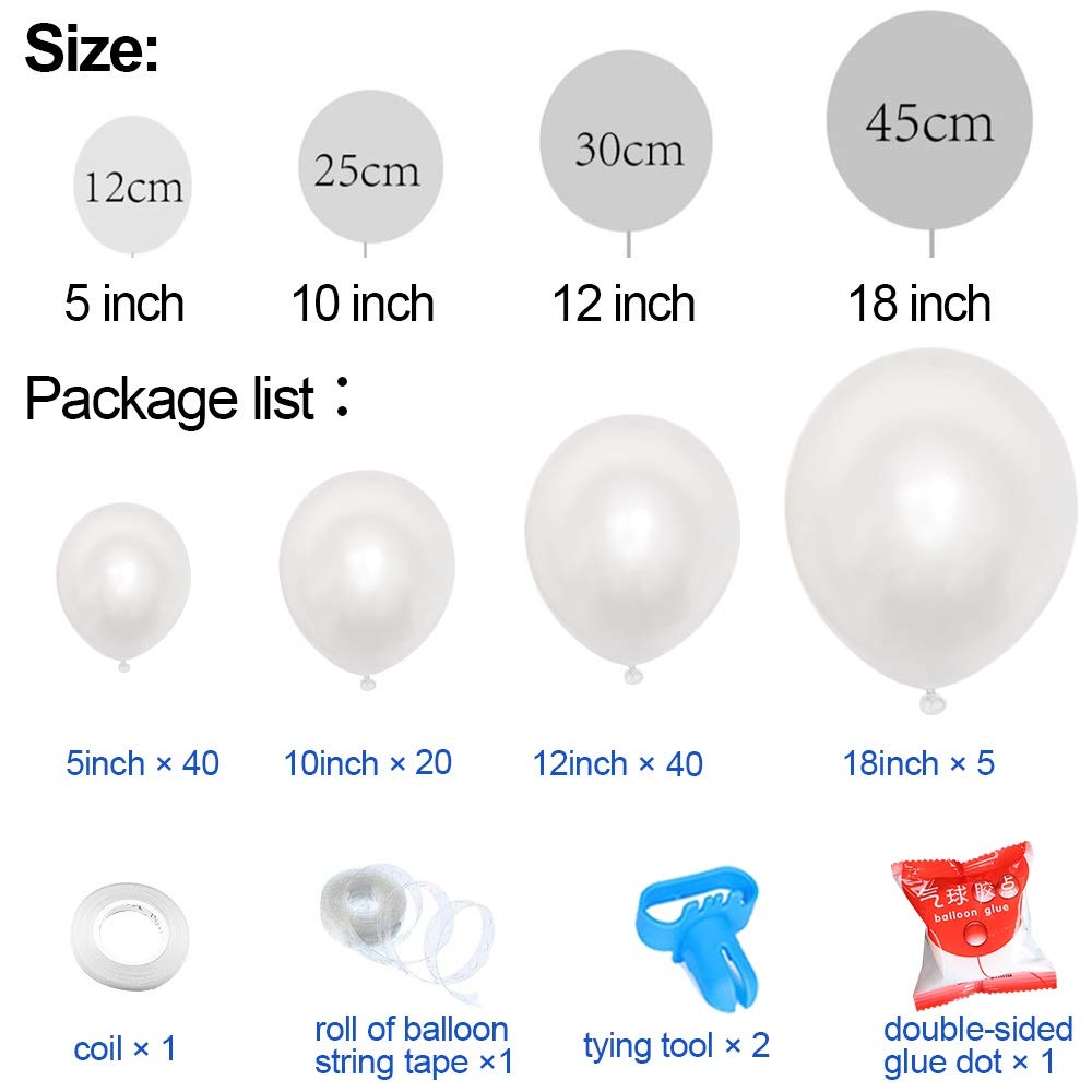 Buy White Balloon Garland Arch Kit, 110Pcs Mixed Sizes White Balloons