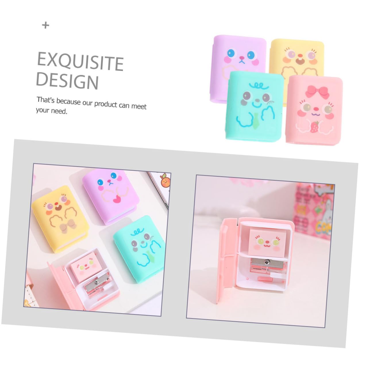 Tofficu 5 Ensembles Taille-crayon Taille Crayon Aiguiseurs Enfants Des Crayons Bureautique Accessoires School Supplies Aiguilles De Crayon Papeterie Plastique 4 Pièces * 5