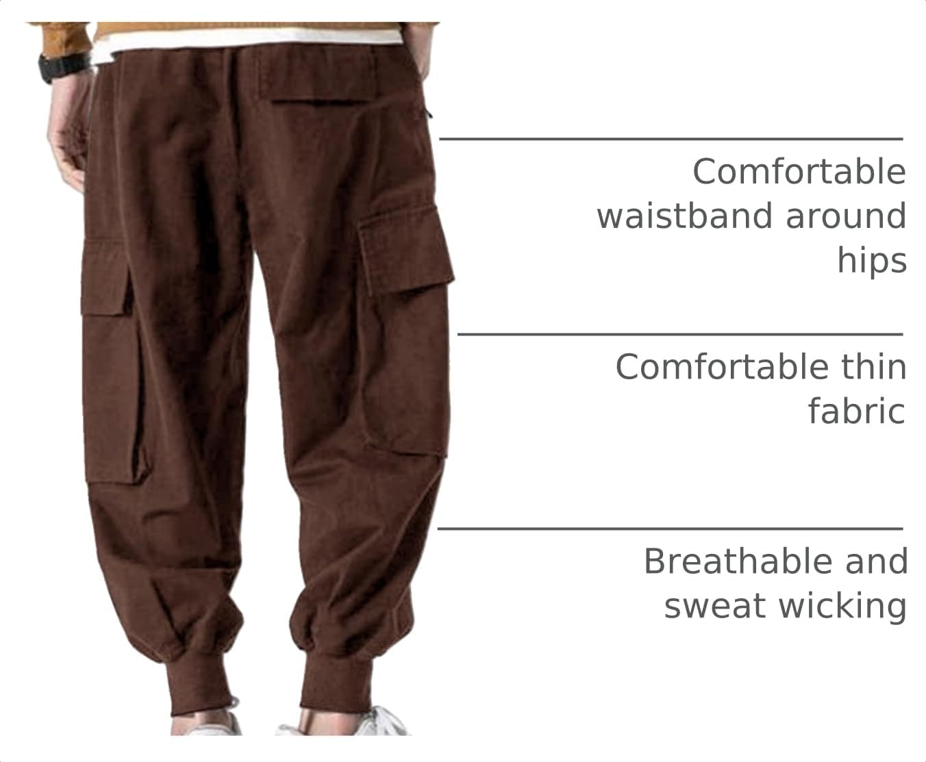 Men's Baggy Joggers Pants Drawstring Tapered Cargo Sweatpants Trousers image 4