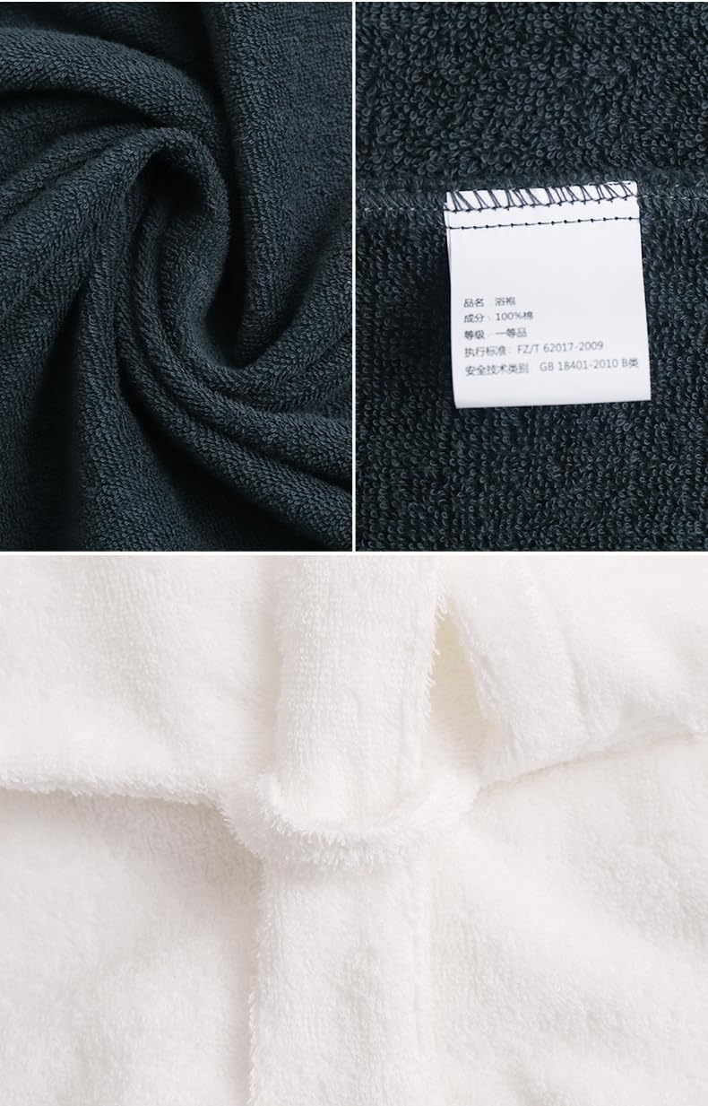 Miękki lekki bawełniany szlafrok dla kobiet mężczyzn, cienki szlafrok unisex średniej długości, solidny pluszowy szlafrok w stylu kimono, biały XL