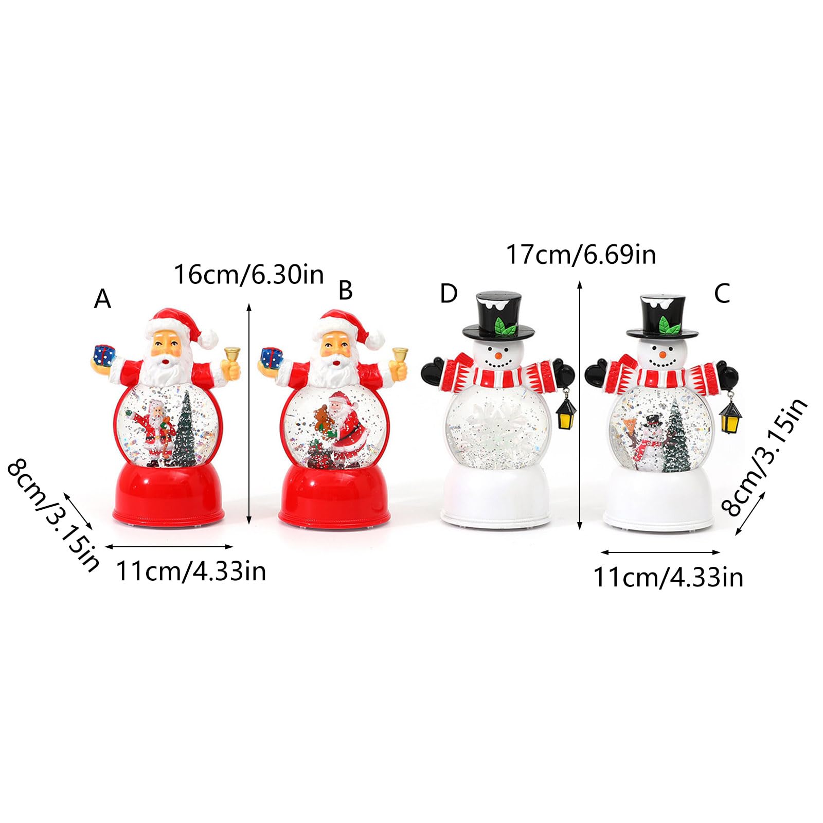 Decorazioni per la tavola Natale Lanterna acqua con musica, display illuminato con glitter, alimentato tramite USB o batteria Accento natalizio Lanterna acqua natalizia Decorazione con da USB