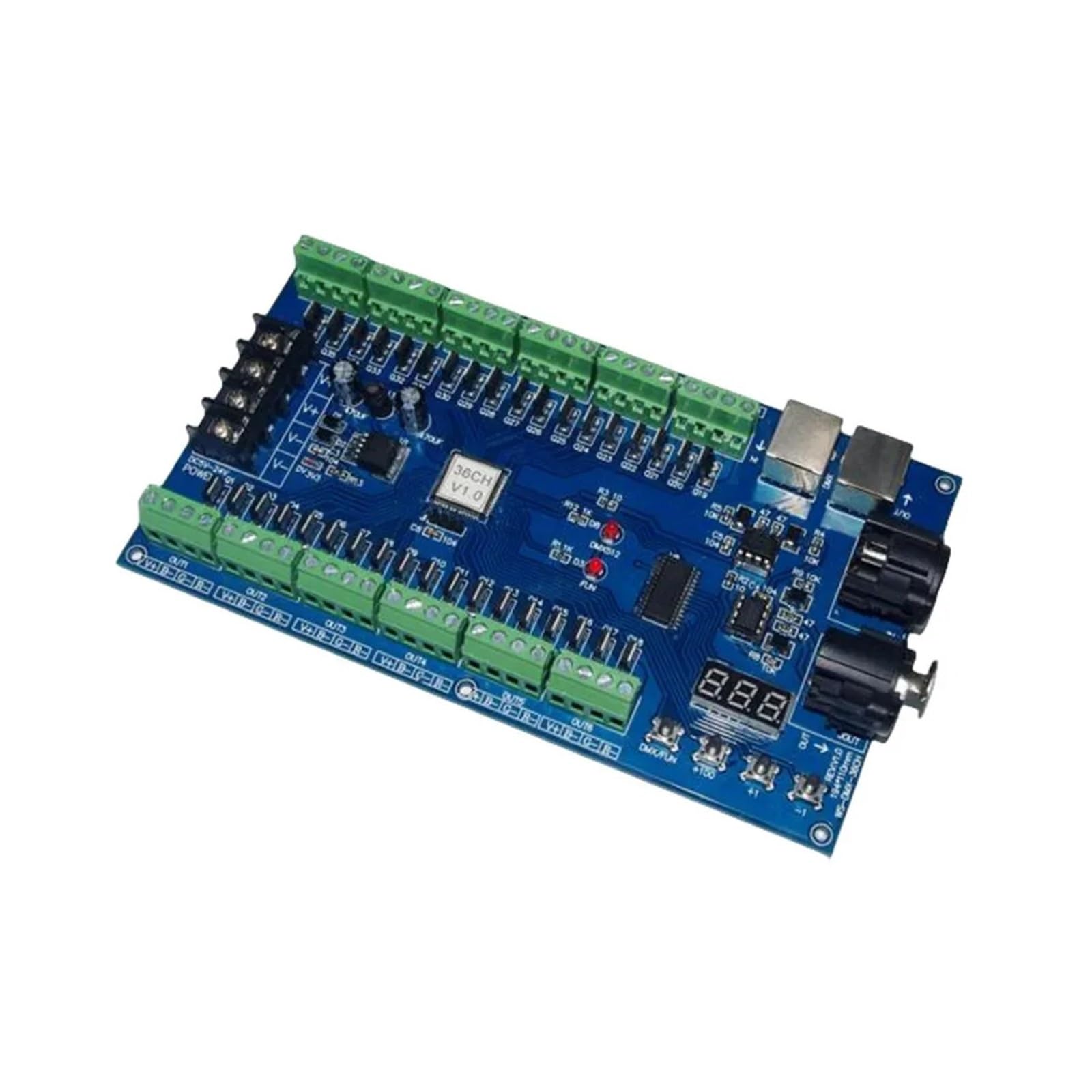 36CH DMX512 dimmer 36-Channel decoder 13 Sets of RGB Output LED Driver XRL 3pin Controller WS-DMX-36CH-HV DC5V-36V