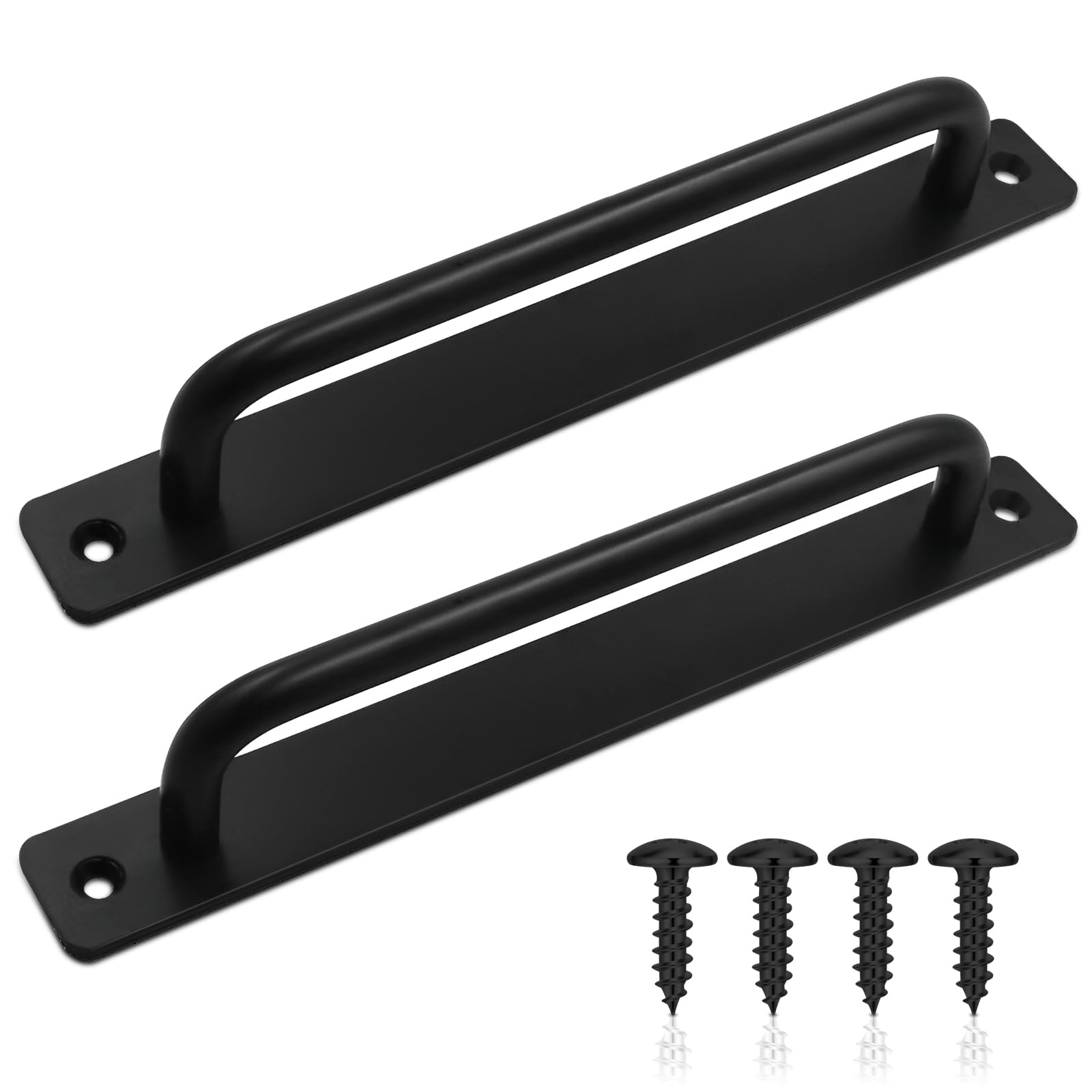 MHYMX Schiebetür Griff, 2 Stk Türgriff Schwarz Scheunentor Griff Aluminium Türgriffe Schrank Handgriff mit Platte 24 × 2.5cm Haustürgriff für Schiebetüren Schränke Scheunentor
