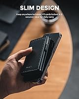 Vista 4 de VULKIT Cartera minimalista de cuero de grano con protección RFID con capacidad para hasta 10 tarjetas, Fibra de carbono, Minimalista