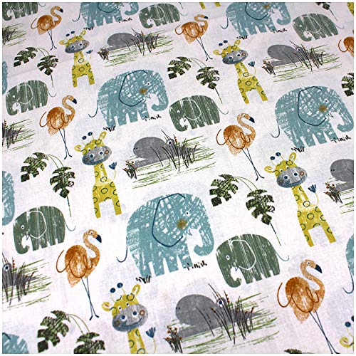 VmG-Store Tissu en coton pour enfant Largeur 150 cm, Bb005 Animaux africains., 100 x 150cm