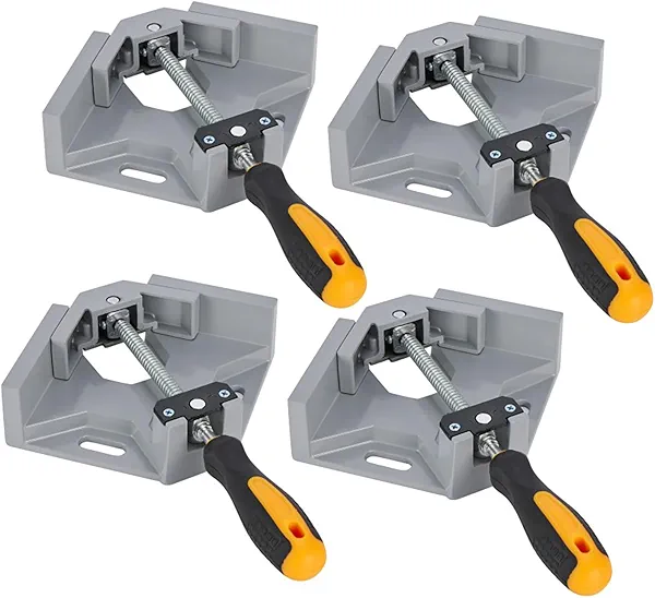 kewanqi 4pcs Corner Clamp, 90 Degree Right Angle Clamp with Adjustable Aluminum Alloy Swing Jaw, Single Handle Clamps for Woodworking, Photo Framing, Gifts for Men Dad