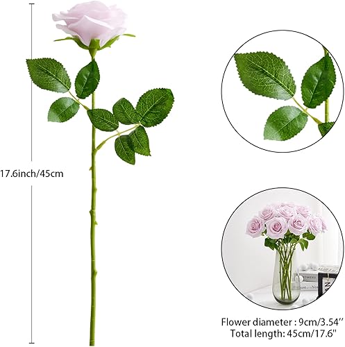 Miniatura 4 de Ramo de rosas artificiales, 10 unidades, tallos de rosas artificiales para arreglos de boda, ramo de novia, centro de mesa, flores de seda sintética