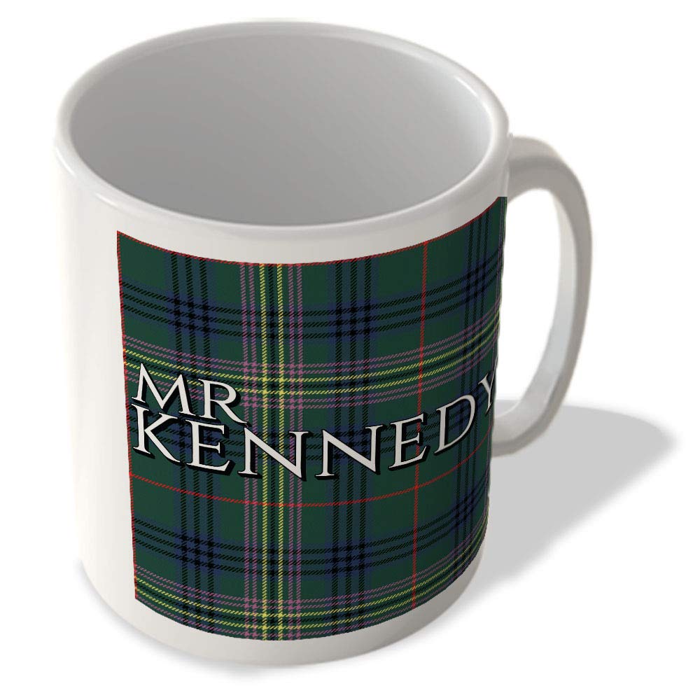 Mcmug White - Mr Kennedy - Kennedy Modern Tartan - (Full Background) - Scottish Mug, Ceramic, 11Fl.oz.