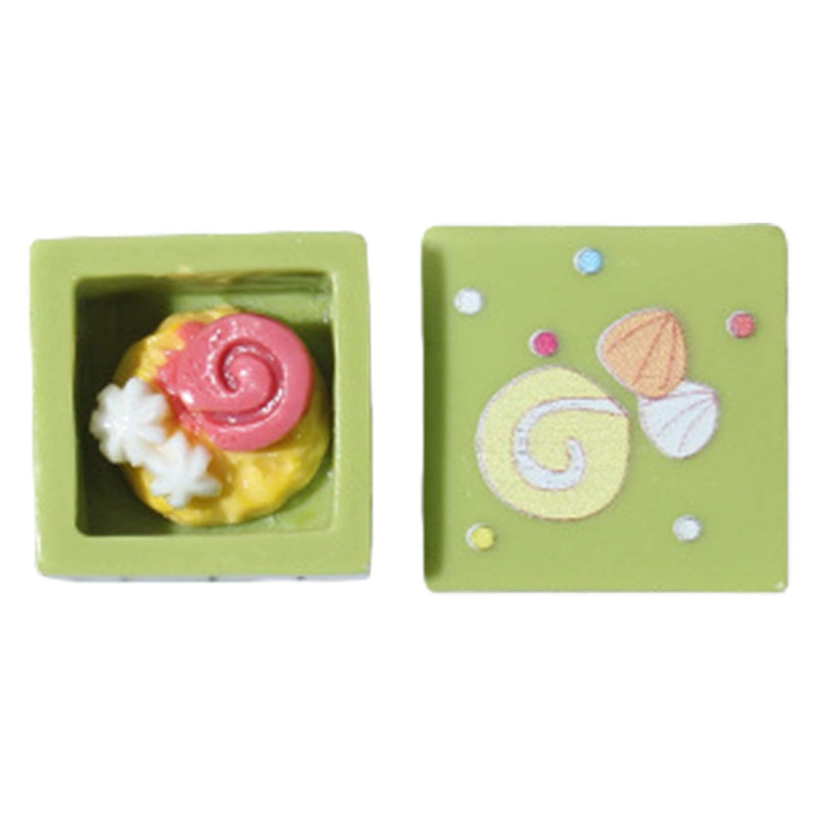 Jazuaiao Back Shell Decoration Accessories 3D Cake Box Model Ornament Resin Small Desserts Ornament for Phone Covers Accessories for Users