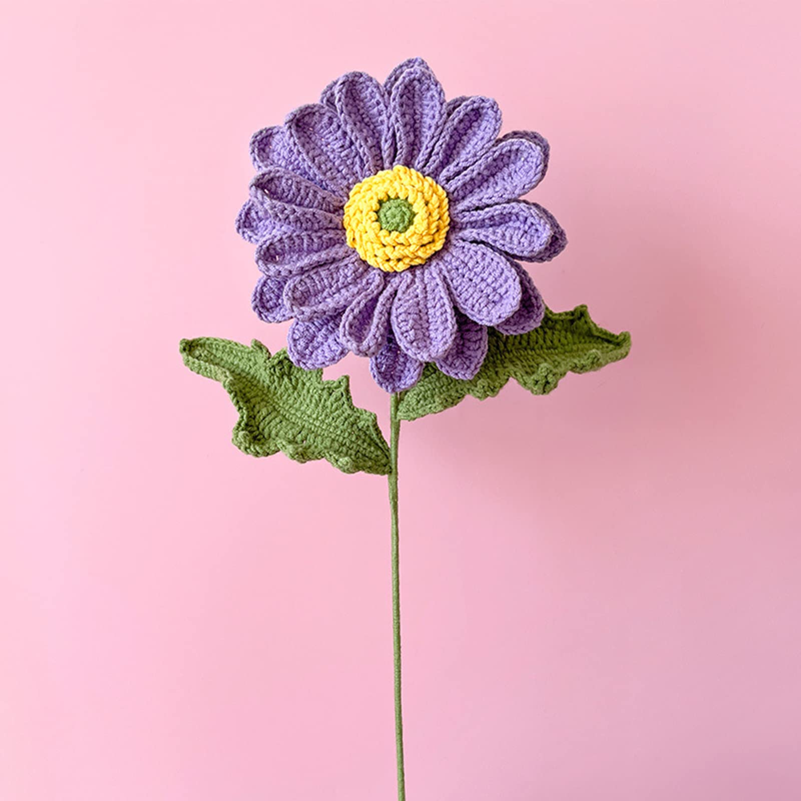 Tsophreniq Hand-Knitted Flower Crochet Bouquet Finished Handwoven Rose Home Wedding Decoration Valentines Day Gift Knitted