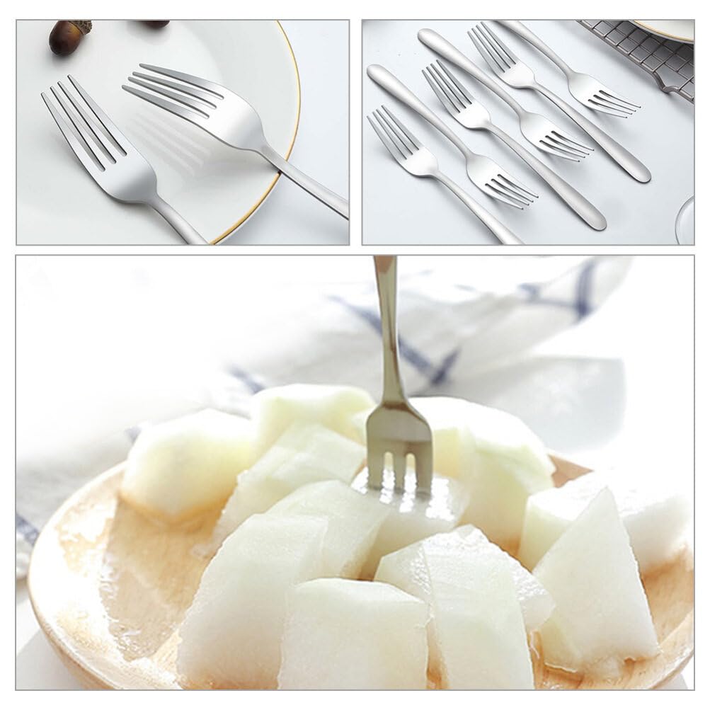 Kichvoe 24 Tenedores De Acero Inoxidable Para Ensalada Tenedores Para Cena Frutas Pasteles Aperitivos Cubiertos Cubiertos Tenedores Para El Hogar Cocina Restaurante