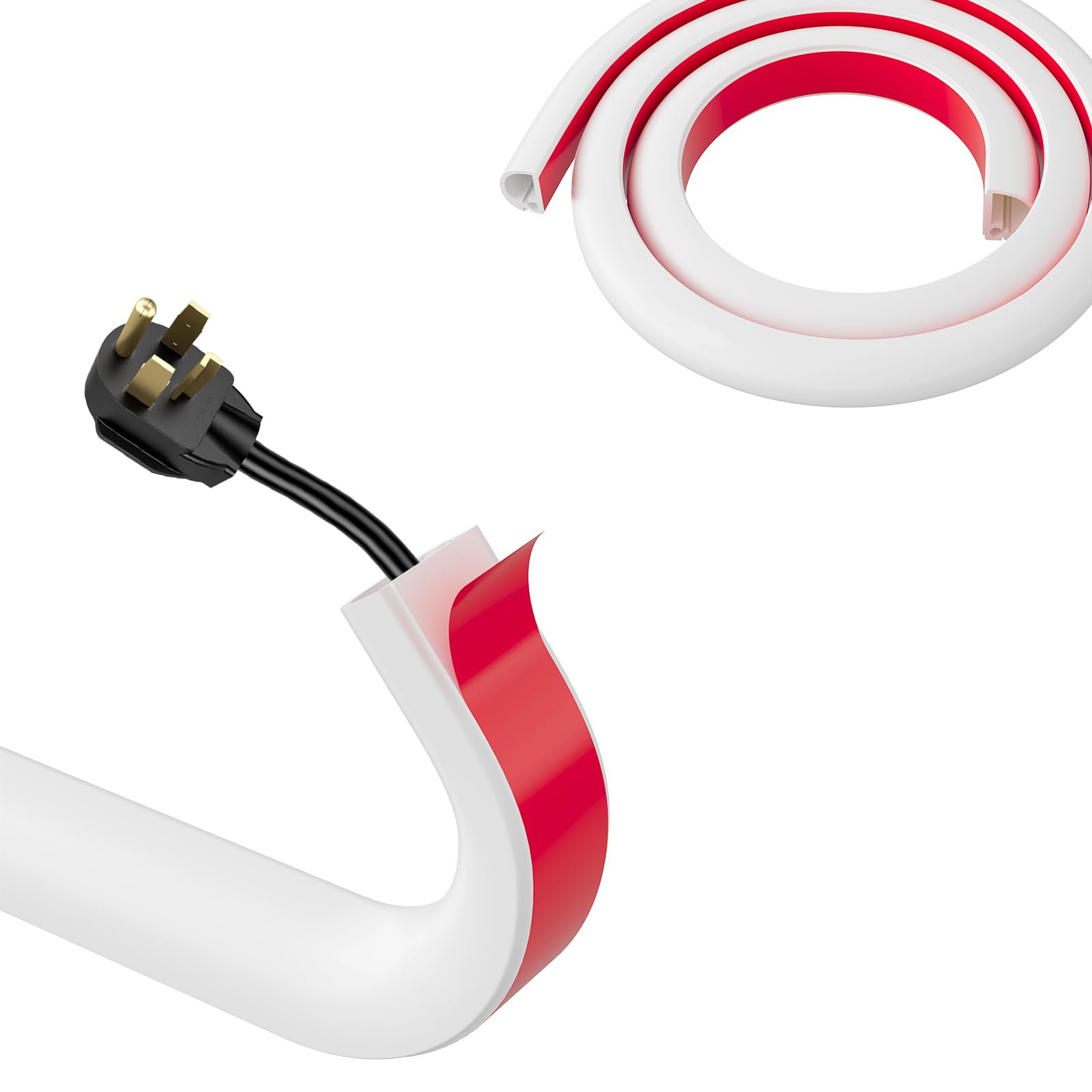 Canalina Passacavi Adesiva Bianca 1M Fili Elettrici Parete Canalina Flessibile PVC Silicone Morbido Protezione Cavi Pavimento Esterni Resistente Alle Intemperie per Ufficio Casa Scuola