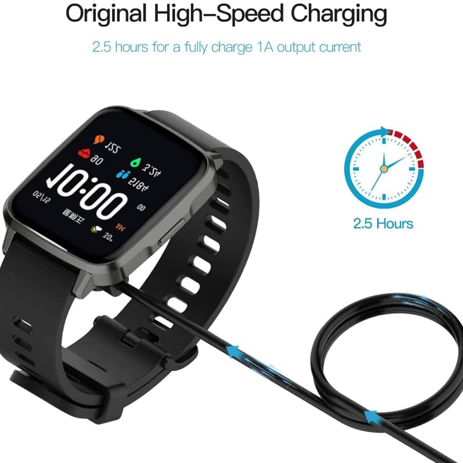 Sounce 2 Pin Smartwatch Charger Cable for boAt Noise Fire-Boltt, Black — Amazon image 2