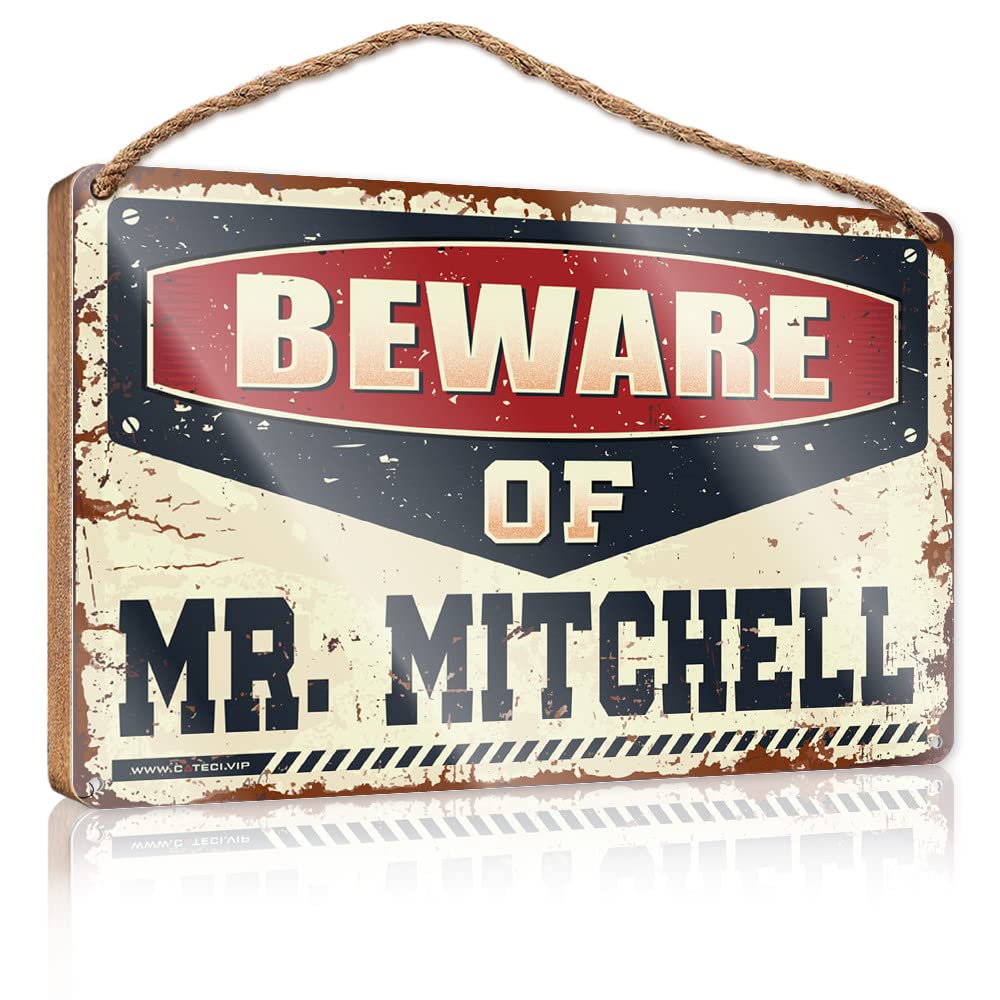 Bathroom Signs For Home Beware Of Mr. Mitchell Wooden Sign(23X35CM)