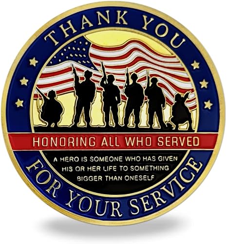 Miniatura 2 de Monedas militares de desafío para veteranos con texto en inglés "Thank You for Your Service", regalo de agradecimiento para coleccionista de