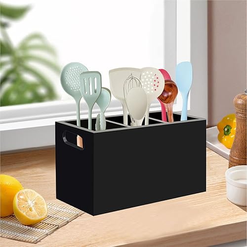 Miniatura 7 de Wuudy Soporte para utensilios, soporte para utensilios de cocina para encimera, organizador de utensilios de cocina de acrílico, con asas, para