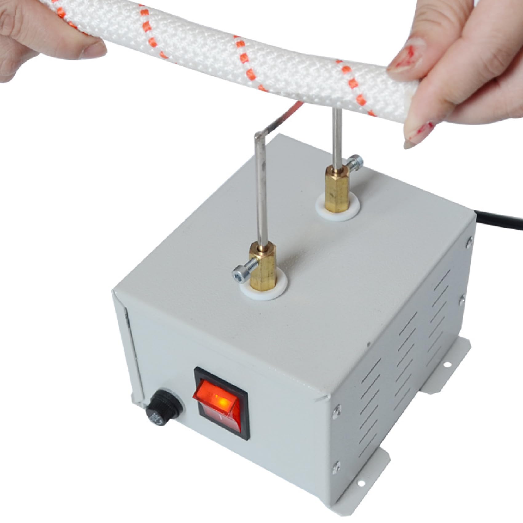 JXYQ Electric Rope Cutter, 45W Hot Knife Cutting Machine for Paracord, Rope, Webbing, Fabric, with 50mm Blade, Cleaning Brush & Wrench