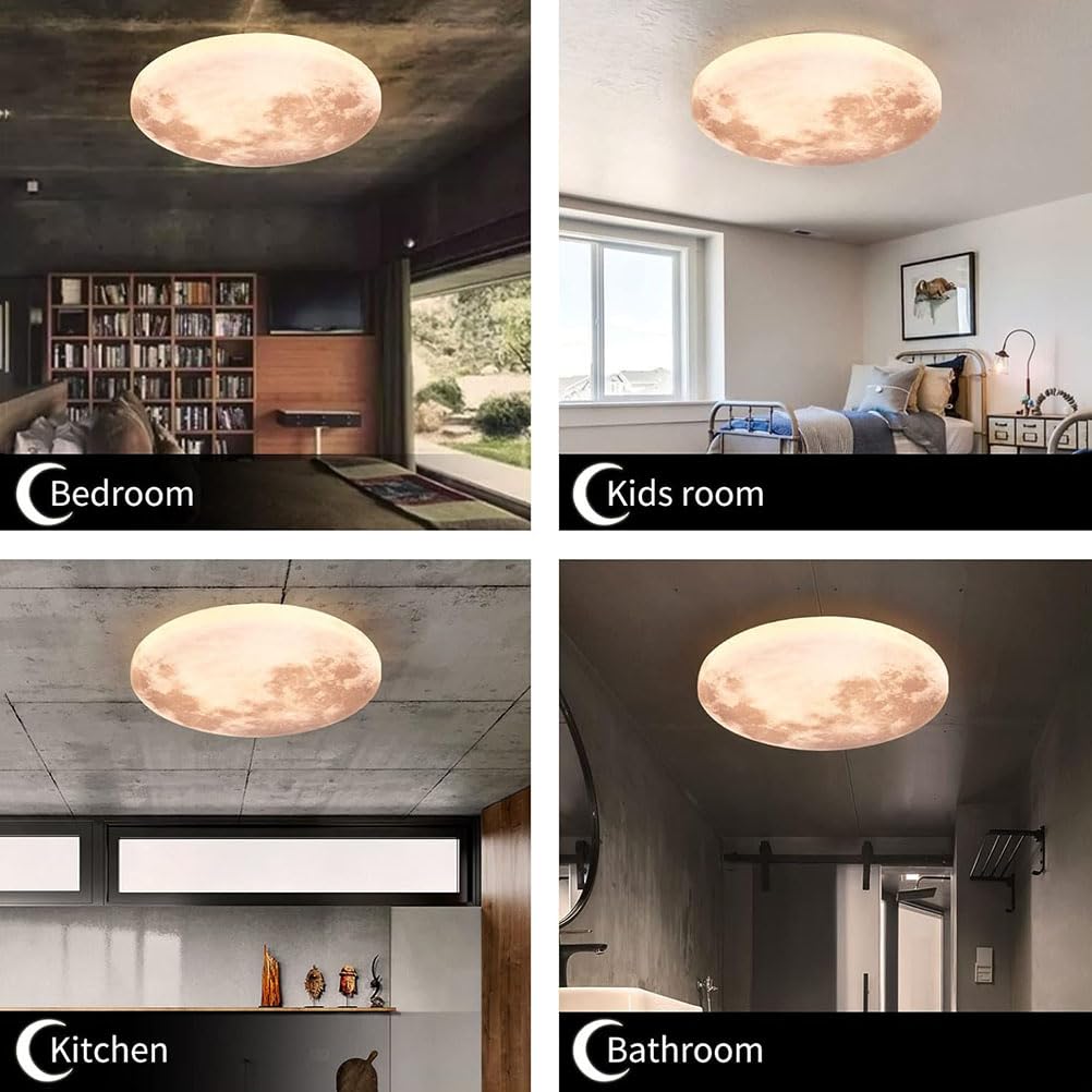 Kinkiet wewnętrzny LED Księżyc sufitowy Nowoczesna lampa sufitowa Księżyc Ściemnialna lampa 3D Księżyc z pilotem Oświetlenie sufitowe do sypialni, salonu, Księżyc, 40 cm