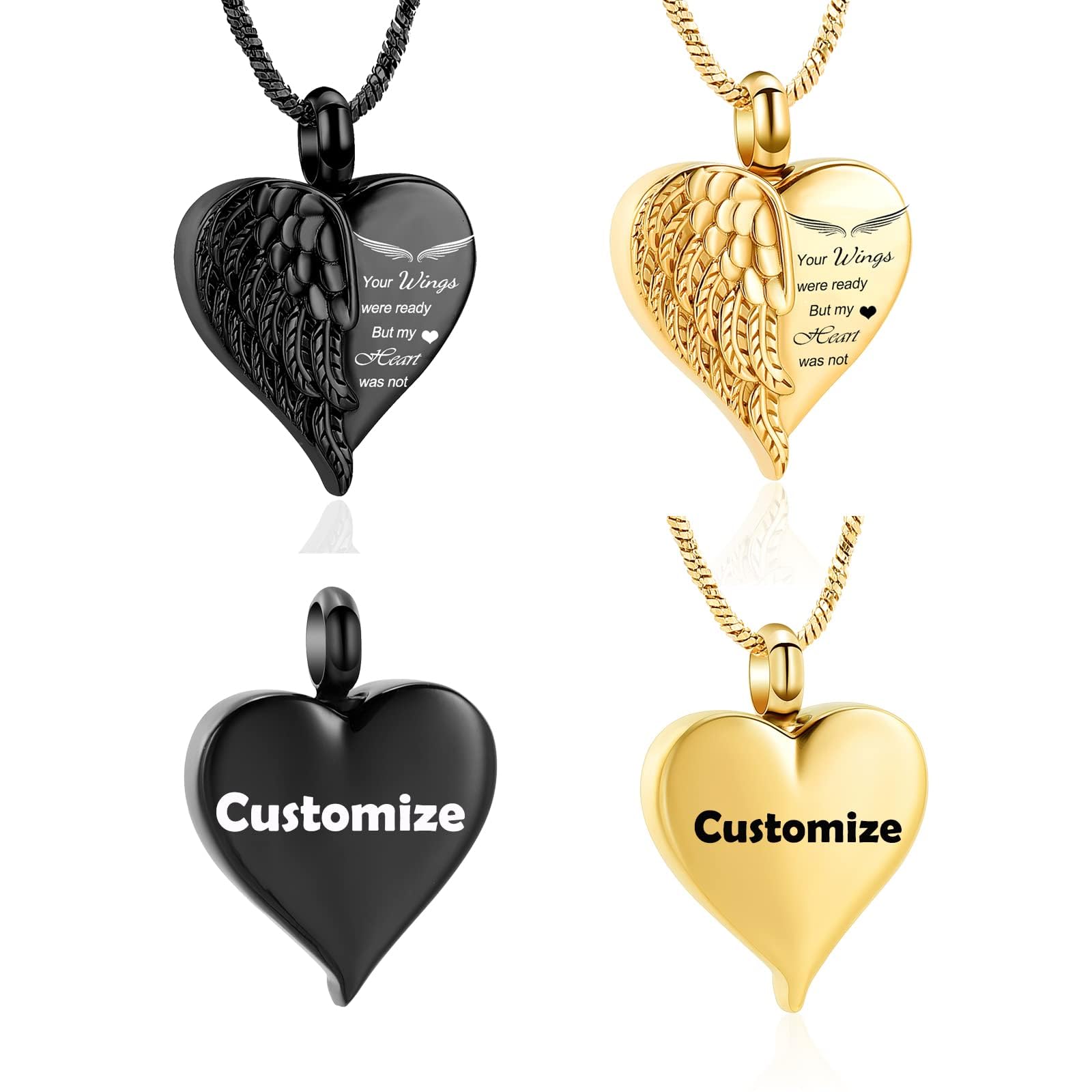 Love Heart Urn Necklace for Ashes Keepsake Memorial Cremation Jewelry Stainless Steel Angel Wing Heart Urn Locket Ashes Holder Memorial Urn Jewelry for Human/Pet Ashes โ image 1