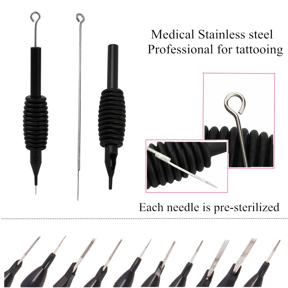 Autdor Tattoo Needles and Tubes Combo - 40Pcs Disposable Tattoo Tubes with Matching Assorted Tattoo Needles 3RL 5RL 7RL 9RL 5RS 7RS 9RS 5M1 7M1 9M1 for Tattoo Machine, Tattoo Kit, Tattoo Supplies