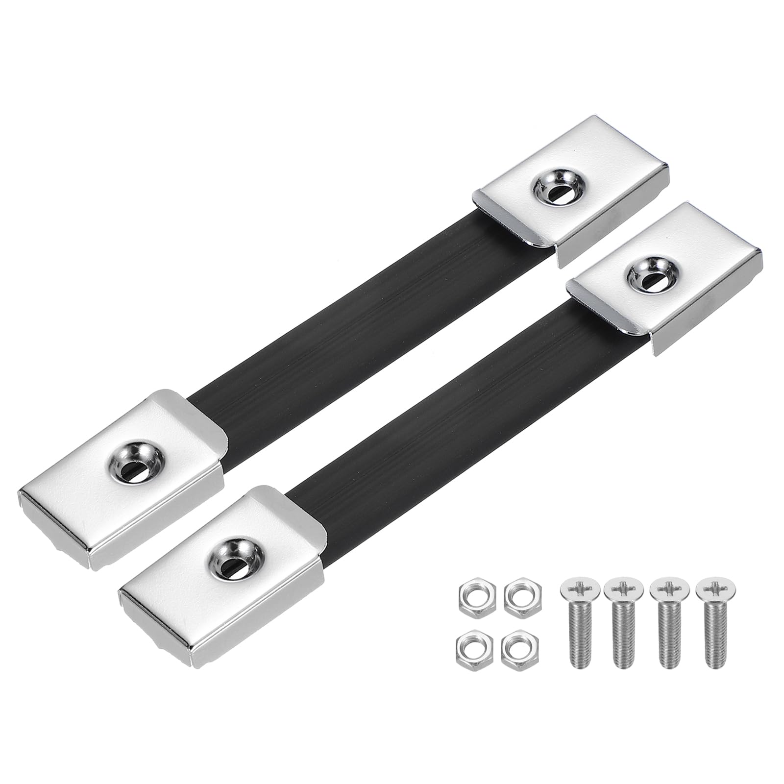 PATIKIL Poignée de Remplacement 6,3 Pouces, 2 Pièces Poignée de Sangle en Caoutchouc pour Enceintes d'Amplificateurs avec Embouts Métalliques et Accessoires de Fixation, Ton Argent