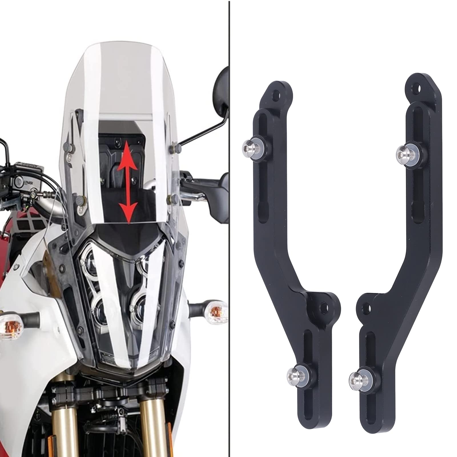 1 Paio di Regolazione del Parabrezza del Motociclo Nero, Sostituzione della Staffa del Parabrezza in Alluminio per NC750X