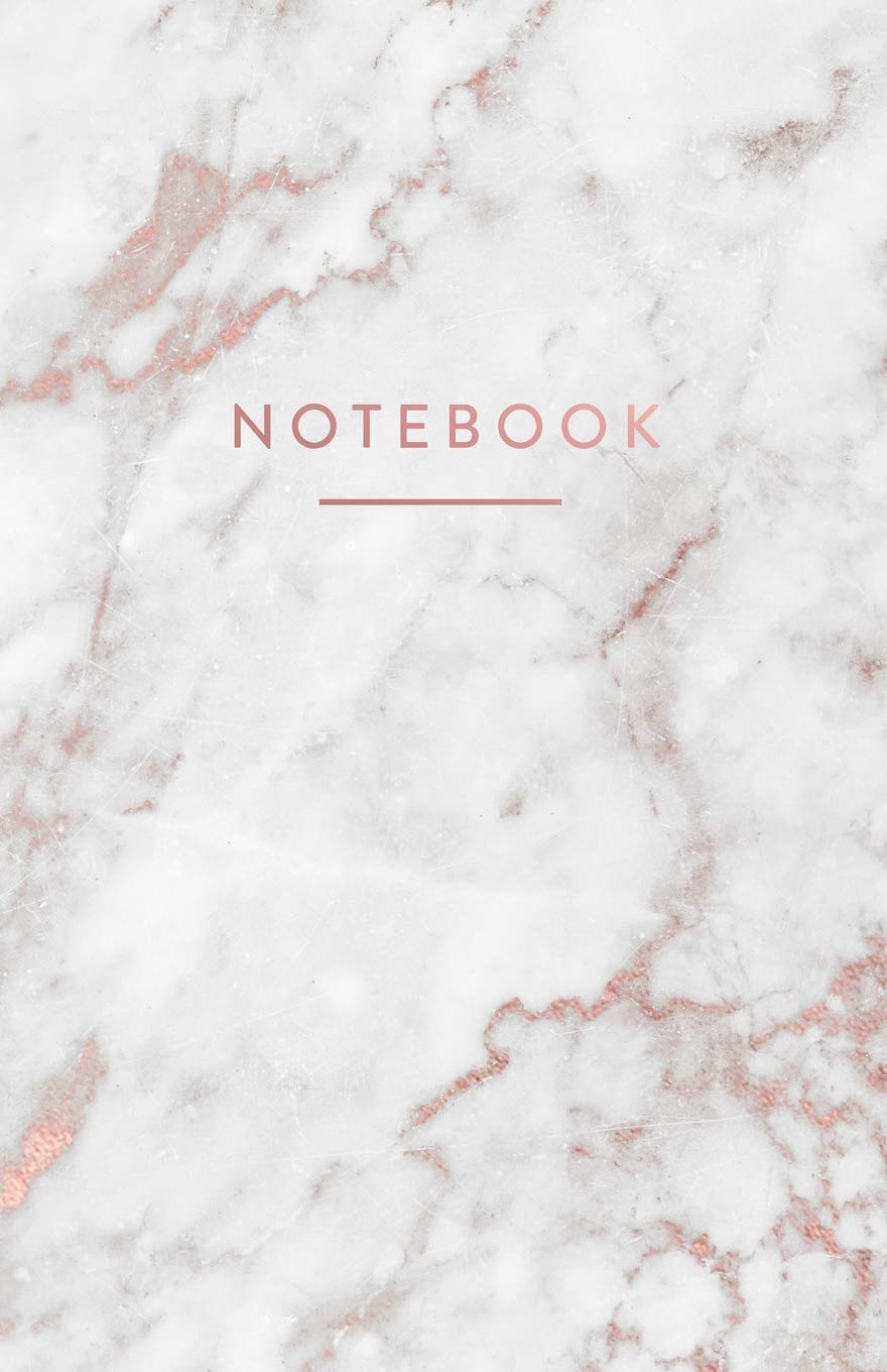 Notebook: White and Gold Marble with Rose Gold Lettering | 5.5 x 8.5 - A5 Size (Trendy Marble and Gold)