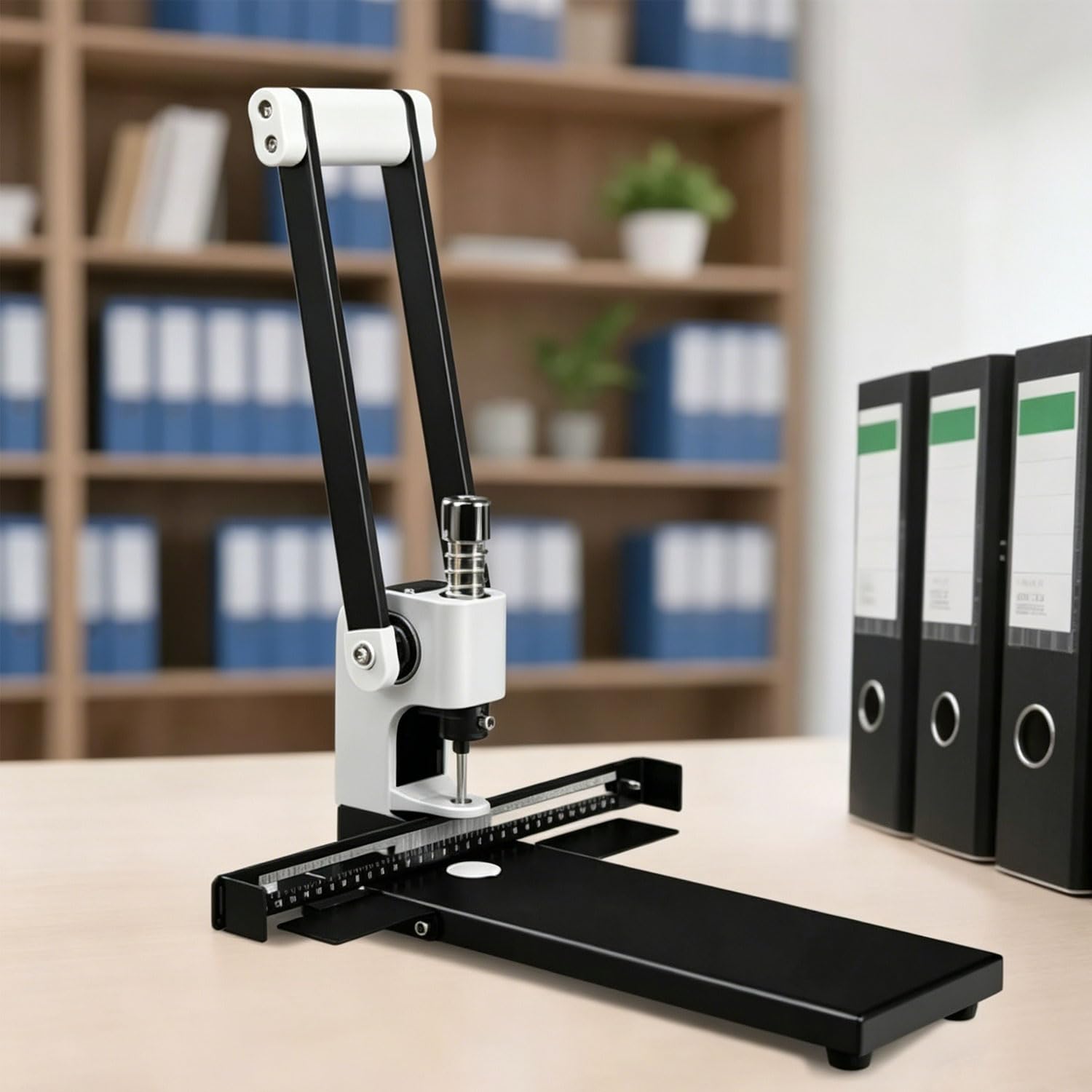 Robuster Einzellochstanzer, Rundlochbohrmaschine, 300 Blatt Kapazität, mit 4 Bohrern (4/5/6/7 mm), verstellbare Ränder, abgestuftes Lineal, Papierstanzmaschine, für Büro, Zuhause, Druckerei