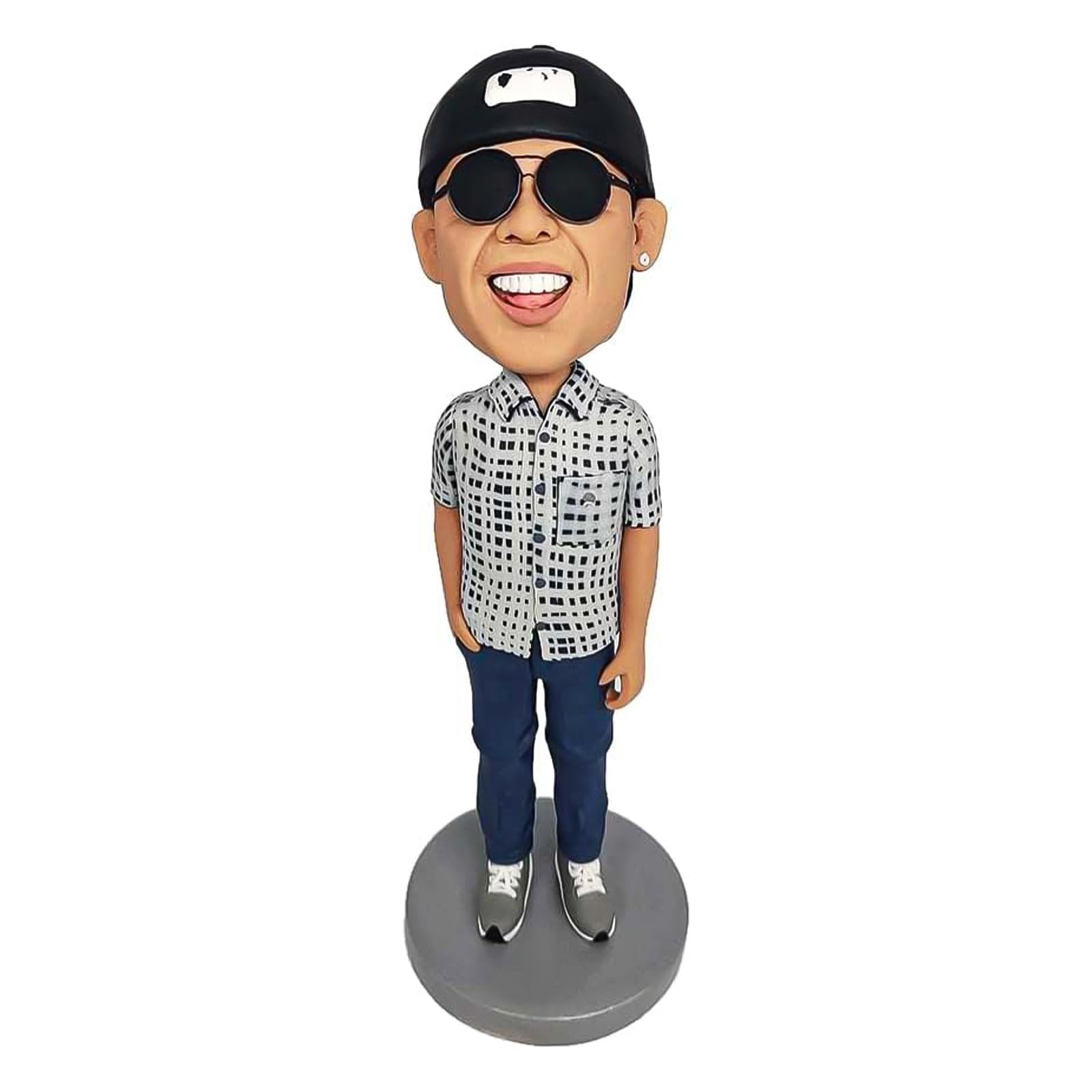 mydedor Custom Bobble-Heads Figurine Customized Doll, Male in Black Cap Custom Bobble Head, Bobble Head Figures Handmade Personalized Sculpture Gift for Man — image 1