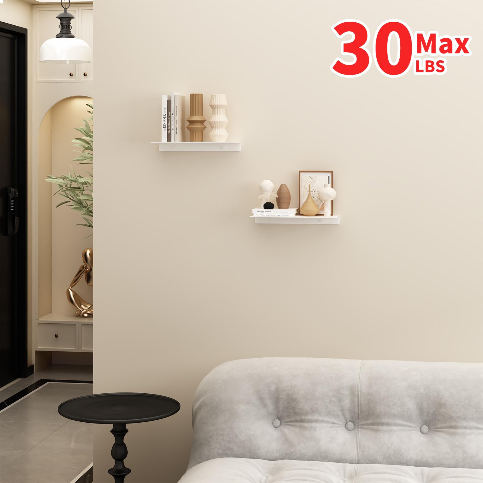 JOOM Small Metal Wall Floating Shelf, Metal Wall Shelf, White Floating Shelf, Small Bathroom Shelf - Image 2