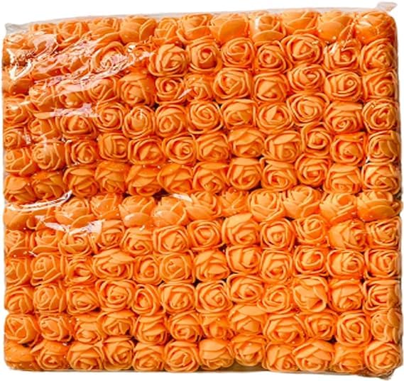 Witty Cuties Artificial Flowers Real Looking Artificial Orange Roses Foam Flowers for Crafting Fake Foam Roses Decoration DIY Wedding Bouquets Bridal Shower Flower Decoration Pack of 1 (144pcs)
