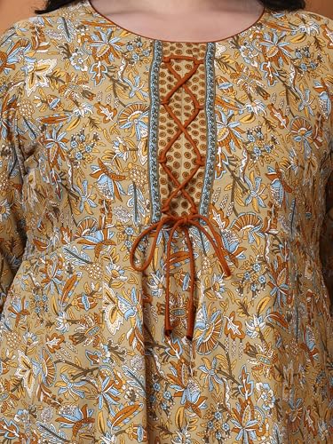 Image of Yash Gallery Women's Rayon Relaxed Fit Anarkali 's Floral Printed Kurta