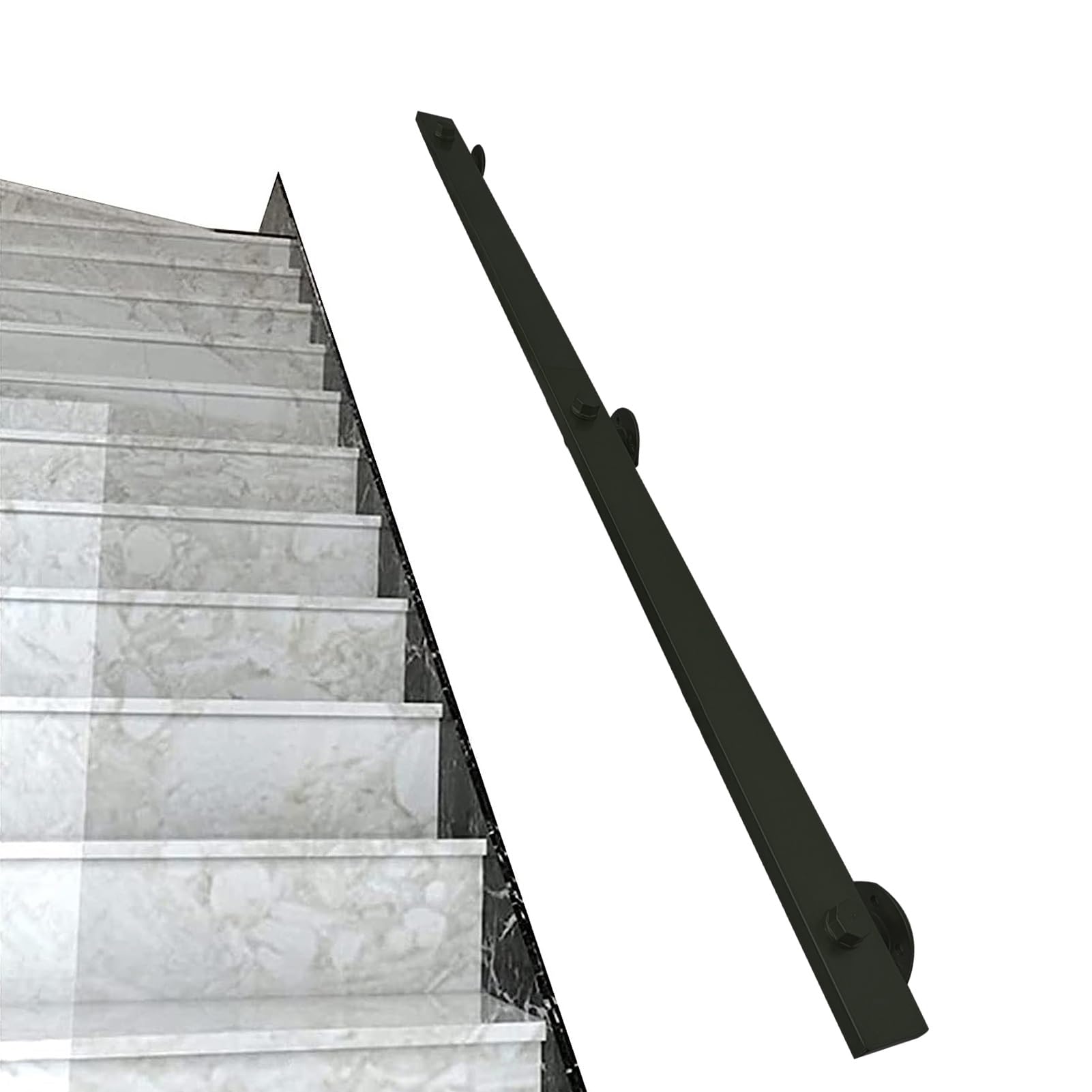 Ringhiera per Scale Nera | Kit corrimano per Scala Industriale in Tubo di Ferro | Corrimano Moderno per Scale 1 2 3 4 5 6 Metri | Balaustra a Parete per Interni ed Esterni (Size : 250cm)