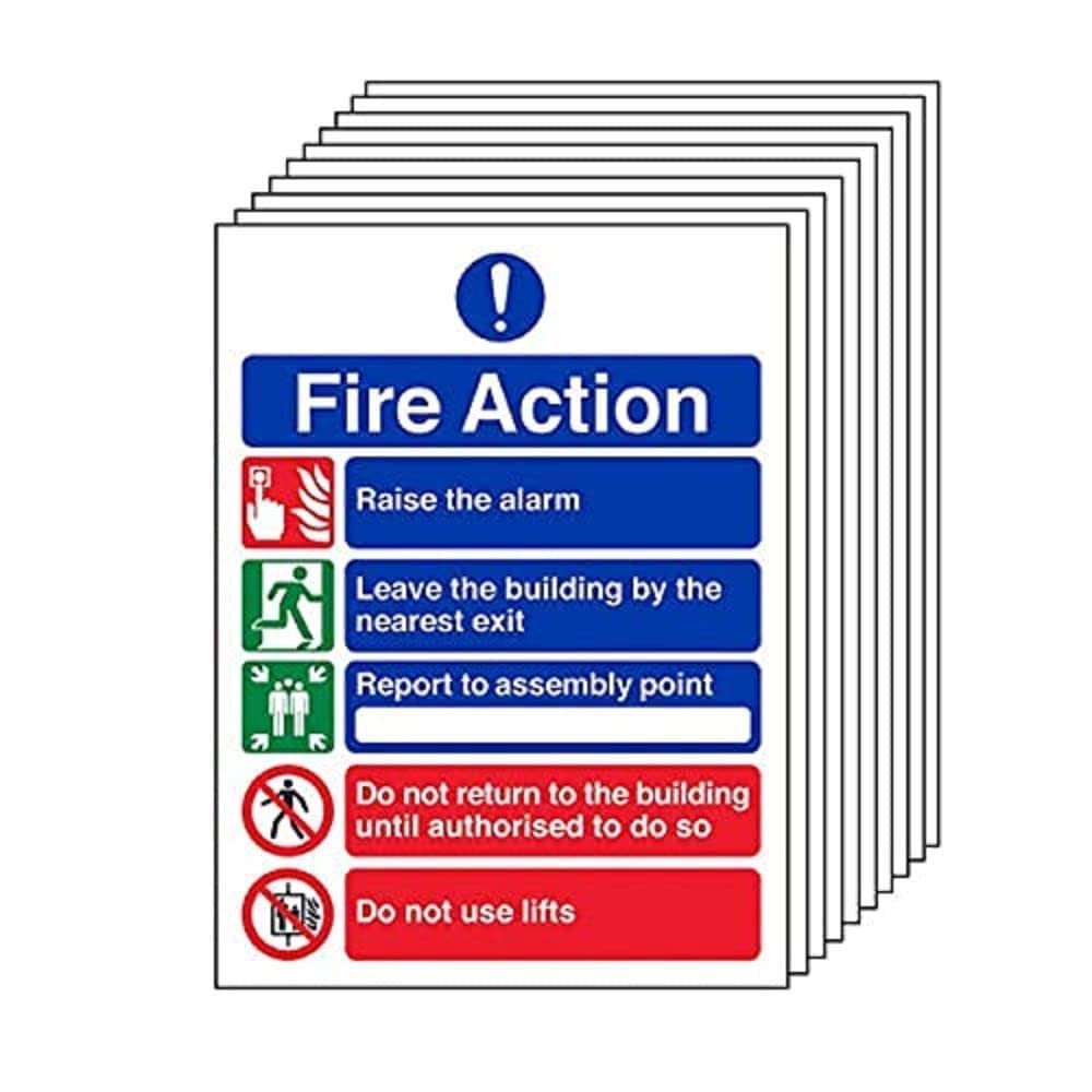 Cartello Antincendio "Azioni In Caso Di Fuoco" 200x300 Mm – Adesivo E Luminoso Al Buio, Conforme Norme ISO