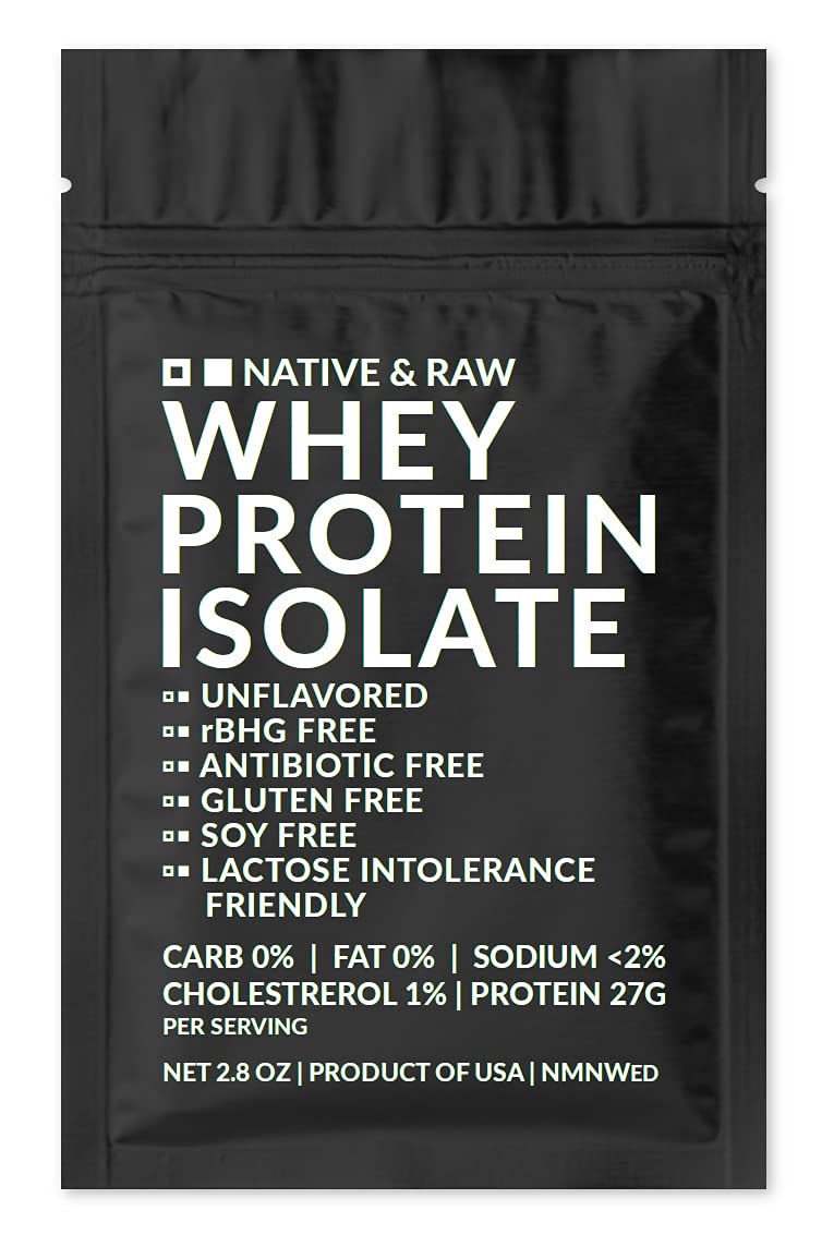 NMNWedNative & Raw Whey Protein Isolate, Unflavored, 0% Carb/Fat, Low Cholesterol/Sodium, rBGH Free, Antibiotic Free, Gluten Free, Soy Free, Good for Keto, Paleo, and Lactose Intolerance (2.8 oz)