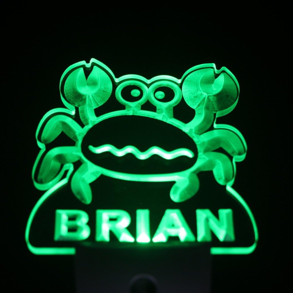 ADVPRO ws1044-tm Crab Cartoon Personalized Night Light Baby Kids Name Day/Night Sensor LED Sign
