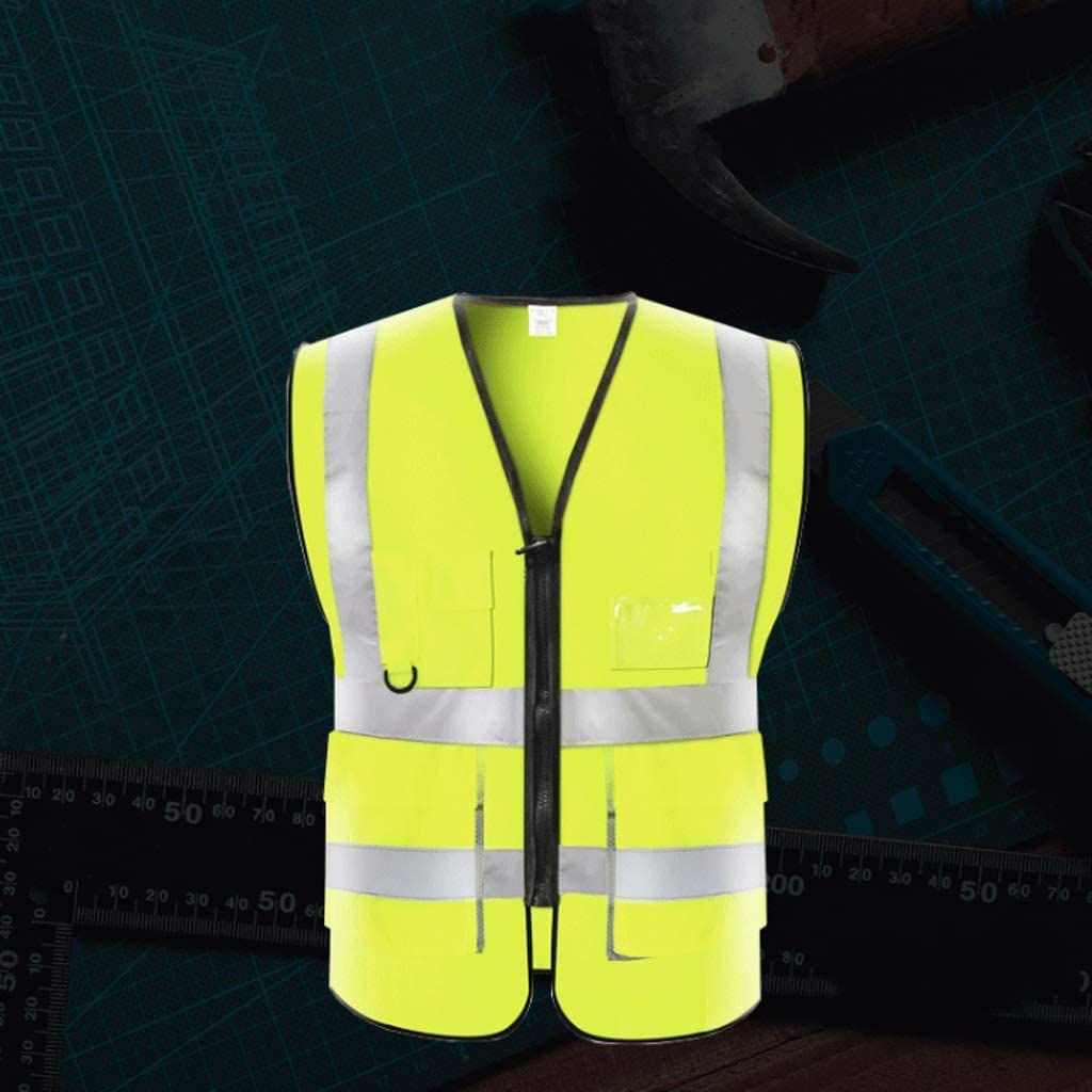 chaleco reflectante, Chaleco de seguridad alta visibilidad, traje reflectante construcción, chaleco, hilo baja elasticidad con bolsillos y overoles cremallera(Oranje)