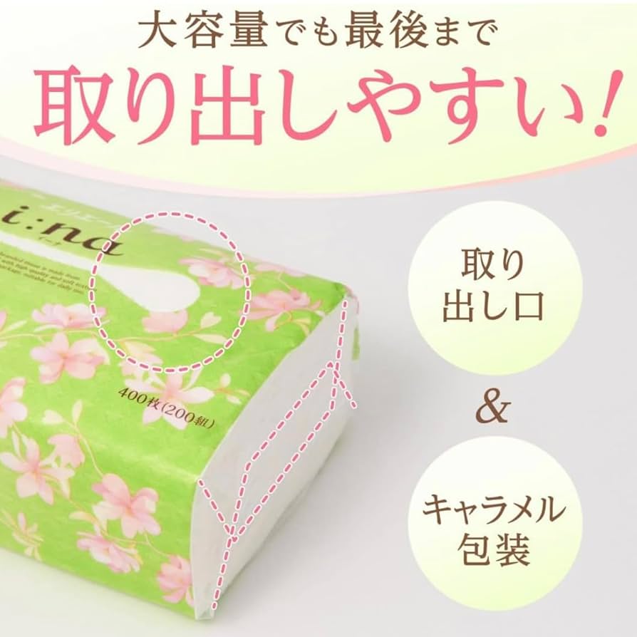 i-na 花柄 ボックスティッシュ エリエール i:na（イーナ）ティシュー」花柄おしゃれ