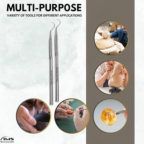 Miniatura 9 de Herramienta de aguja de arcilla, 2 piezas de acero inoxidable, herramienta profesional de detalle de aguja para modelado de esculturas de arcilla